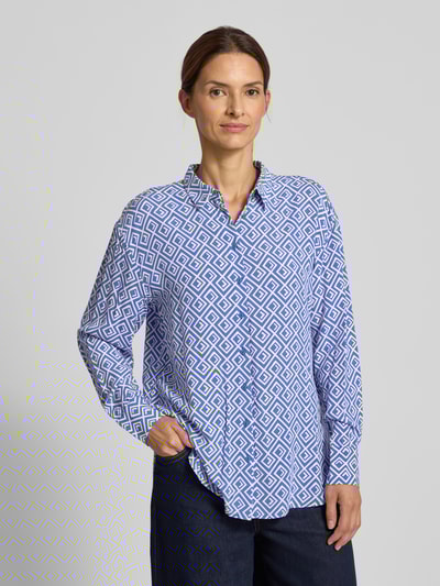 Christian Berg Woman Regular fit overhemdblouse van viscose met grafisch motief Koningsblauw - 4