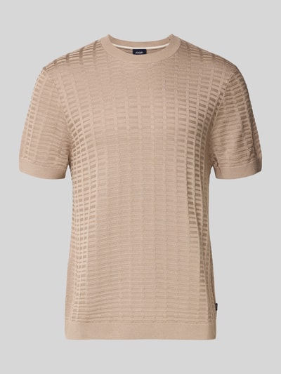 Produktfoto, T-Shirt mit Label-Detail Modell 'Theor' von JOOP! Collection im Viskose-Mix, beige, gerader Schnitt, dezente Strukturmuster.
