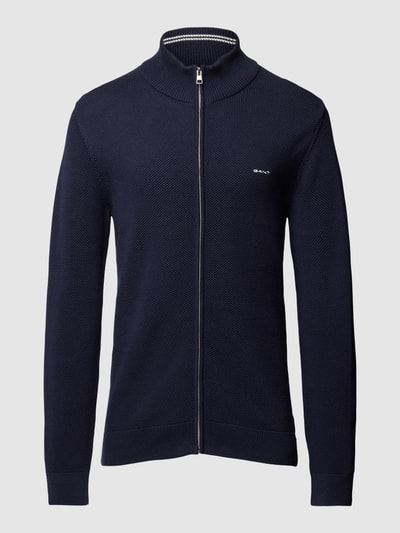 Gant Gebreid jack met opstaande kraag en ritssluiting Marineblauw - 2