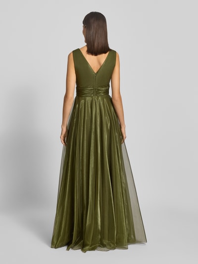 TROYDEN COLLECTION Abendkleid mit V-Ausschnitt Oliv 5