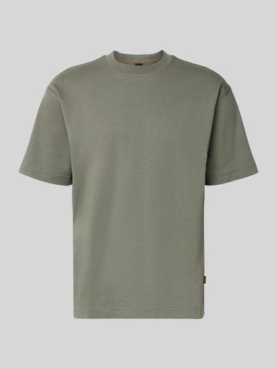 Produktfoto, unifarbenes Regular Fit T-Shirt aus reiner Baumwolle Modell 'TEETIMM' von BOSS Orange, Rundhalsausschnitt, kurzarm, glatte Textur.