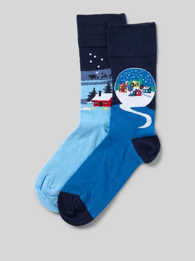 Christian Berg Men Socken mit geripptem Abschluss Metallic Blue 1