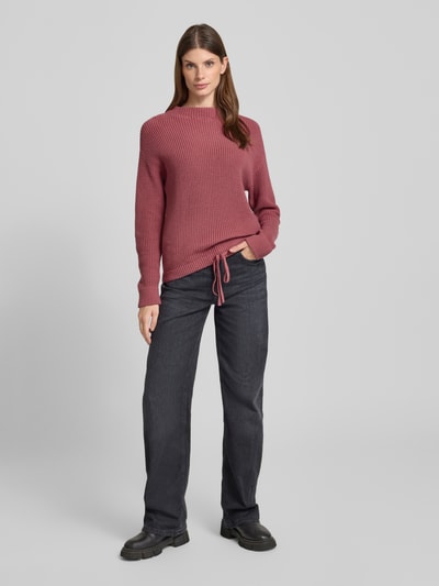 Jake*s Casual Strickpullover mit gerippten Abschlüssen Altrosa 1