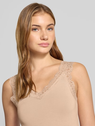 Pieces Slim Fit Tank Top aus Viskose-Mix Modell 'BARBERA' Taupe 3