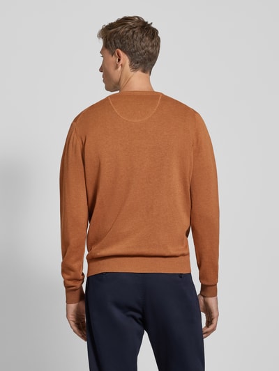 Fynch-Hatton Gebreide pullover met labelstitching Hazelnoot - 5