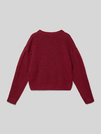 Calvin Klein Jeans Sweter z dzianiny z prążkowanymi wykończeniami Bordowy 3