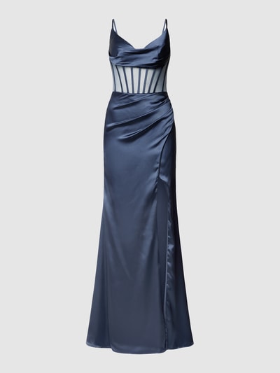 Luxuar Abendkleid mit Spaghettiträgern Rauchblau 2