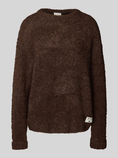 ICHI Regular fit pullover met wol, model 'Larisa' Donkerbruin - 2