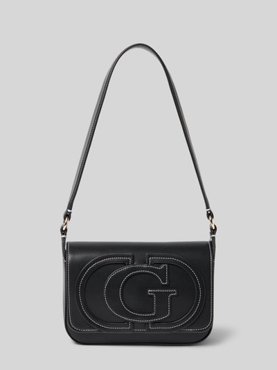 Produktfoto, Shoulder Bag mit Logo-Detail Modell 'Ruby' von GUESS w czerni, Główna przegroda z klapką, Szerokość w rozmiarze 1: 21 cm, Długość w rozmiarze 1: 14 cm, Głębokość w rozmiarze 1: 6 cm, długość paska na ramię w rozmiarze 1: 58 cm