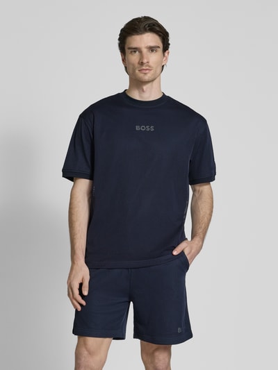 BOSS Orange T-Shirt mit Lochstickerei Dunkelblau 4