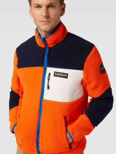 Napapijri Sweatjacke mit Stehkragen Modell 'YUPIK' Orange 3