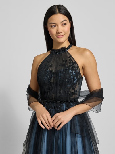 Mascara Abendkleid mit Ziersteinbesatz Bleu 3