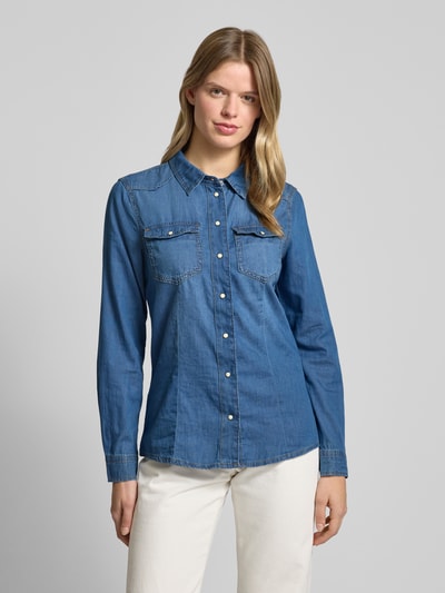 Only Shaped Fit Jeansbluse mit Kontrastnähten Modell 'ALEXA' Jeansblau 4