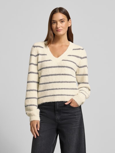 VERO MODA Regular Fit Strickpullover mit Woll-Anteil Modell 'AWESOME' Offwhite 4
