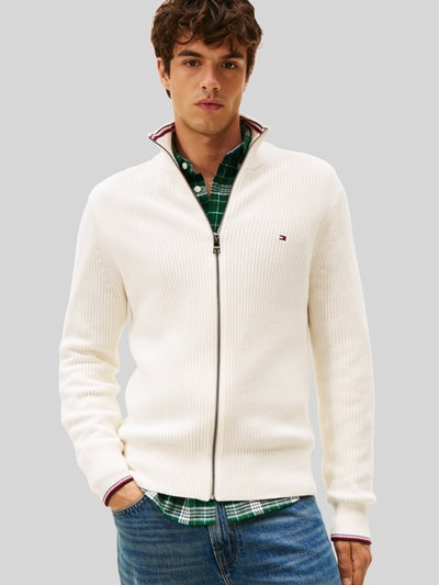 Tommy Hilfiger Regular Fit Strickjacke aus reiner Baumwolle Offwhite 4