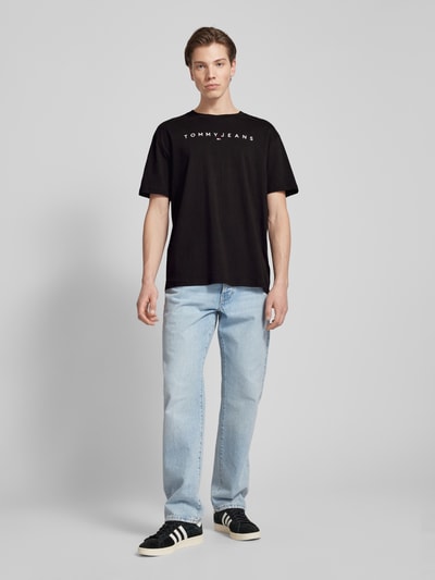 Tommy Jeans Regular fit T-shirt met labelstitching Zwart - 1