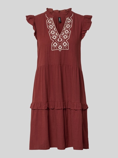 VERO MODA Figurumspielendes Freizeitkleid aus reiner Baumwolle Modell 'Dichte' Bordeaux Melange 2