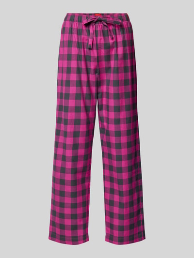 HUGO Baggy Fit Pyjama-Hose mit elastischem Bund Modell 'FLANELLA' Pink 1