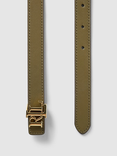 Lauren Ralph Lauren Leren riem met labelapplicatie, model 'REV' Olijfgroen - 3