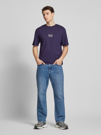 REVIEW T-shirt met labelprint Aubergine - 1