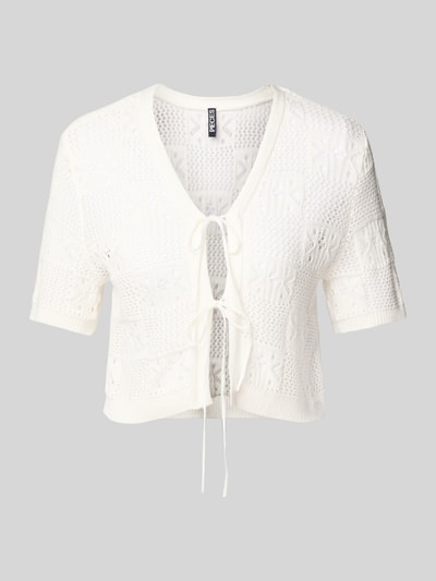 Pieces Korte gebreide cardigan van katoenmix, model 'TAMA' Offwhite - 2