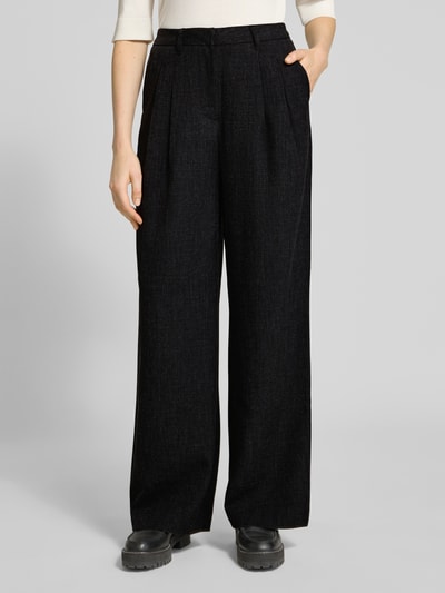 Vero Moda Wide leg broek met riemlussen, model 'BESTIE' Antraciet gemêleerd - 4