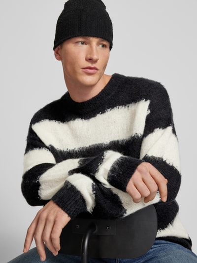 Hugo Blue Oversized Strickpullover aus Viskose Modell 'Somi' Black 3