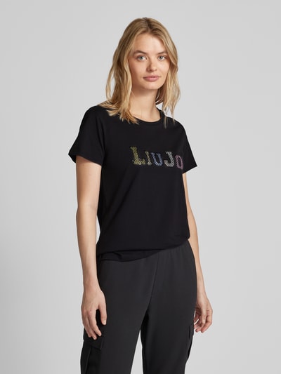 LIU JO SPORT T-Shirt mit Ziersteinbesatz und Rundhalsausschnitt Black 4