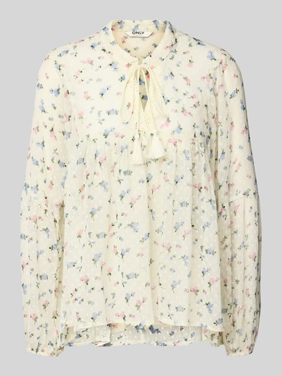 Only Boxy Fit Blusentop mit Allover-Muster Modell 'AIDA ELISA' Ecru 2