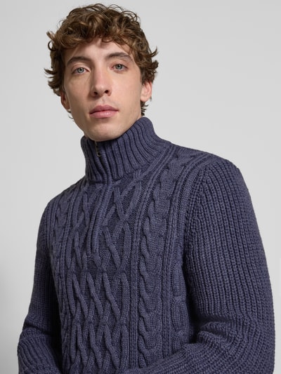 Superdry Sweter z dzianiny z prążkowanymi wykończeniami Królewski niebieski 3