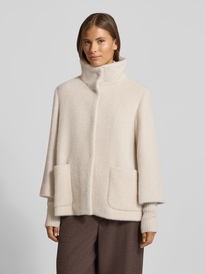 s.Oliver BLACK LABEL Regular Fit Webpelzjacke mit langen Rippstrick-Manschetten Sand 4