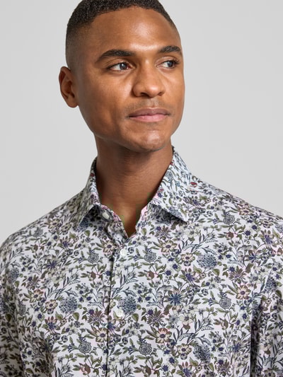 SEIDENSTICKER Slim fit zakelijk overhemd van katoen met kentkraag Olijfgroen - 3