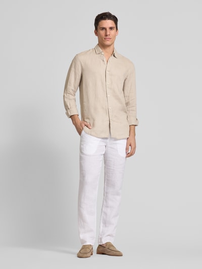 Scotch & Soda Regular Fit Leinenhemd mit Kentkragen Sand 1