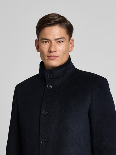 Christian Berg Men Regular fit lange wollen jas met viscose Donkerblauw - 3