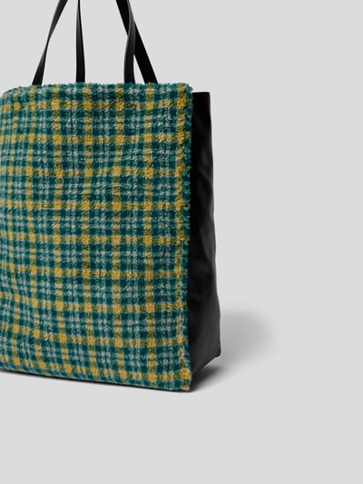 Marni Shopper mit Besatz aus Teddyfell Grün 3