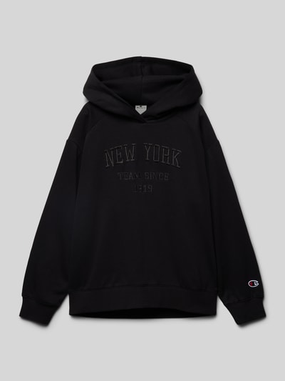 CHAMPION Hoodie mit Label-Stitching Black 1