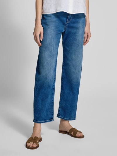 Gang Cropped Jeans im Used-Look mit Label-Detail Hellblau 4