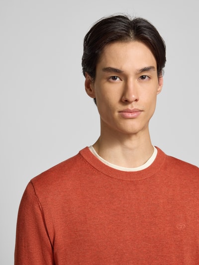 Tom Tailor Regular Fit Strickpullover aus reiner Baumwolle Orange 3