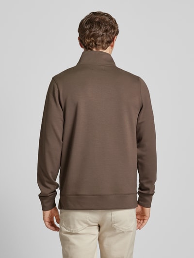 Casual Friday Sweatshirt met opstaande kraag, model 'Sebastian' Lichtbruin - 5