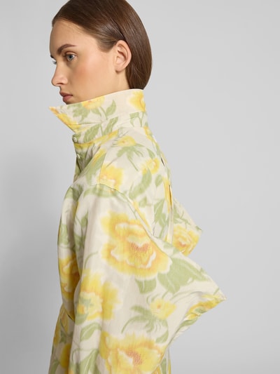 Kenzo Knielanges Kleid mit Knopfleiste GELB 3