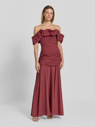 Jake*s Cocktail Maxi-jurk in off-shoulder-look met draperieën Roestrood - 4