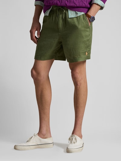 Polo Ralph Lauren Leinenshorts mit Tunnelzugbund und Logo Stitching Oliv 4