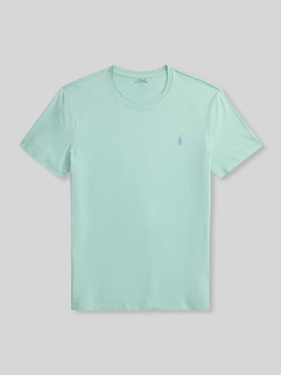 Produktfoto, Regular Fit T-Shirt aus reiner Baumwolle von Polo Ralph Lauren in uni Hellgrün, Logo-Stitching, kurzarm, Rundhals, Jersey-Struktur