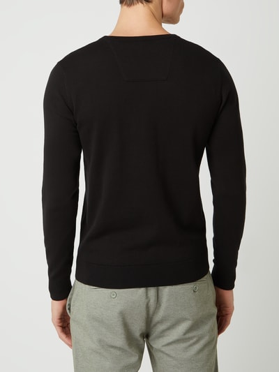 Tom Tailor Pullover van katoen met geborduurd logo Zwart - 5