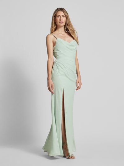 Luxuar Abendkleid mit Wasserfall-Ausschnitt Hellgruen 1