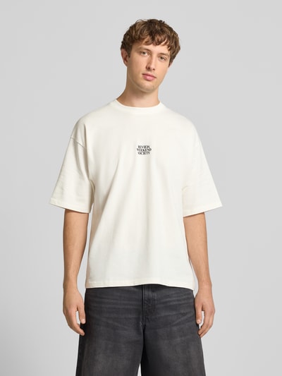 REVIEW Relaxed Fit T-Shirt mit Logo-Print Offwhite 4