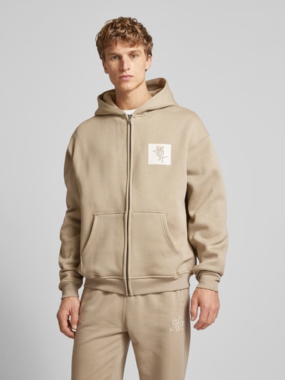 Multiply Apparel Oversized sweatjack met labelprint Beige - 4