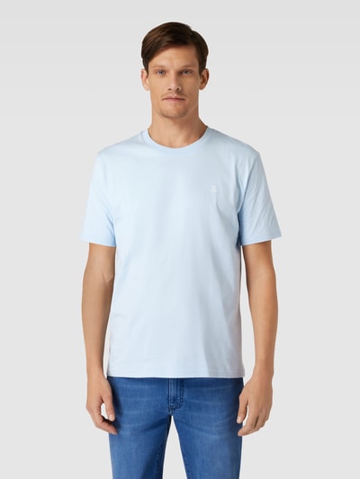 Marc O'Polo T-shirt met labelprint Lichtblauw - 4