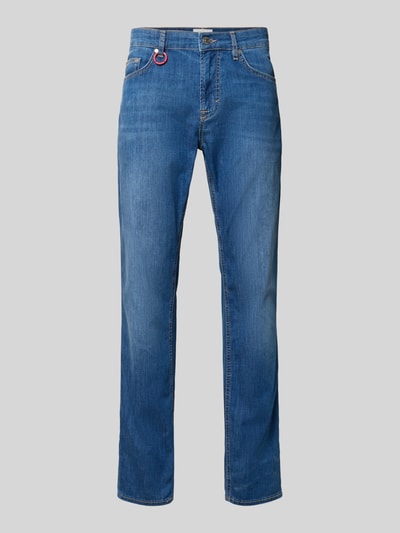 Produktfoto, blaue Modern Fit Jeans mit Karabiner Modell 'Mitch' von JOOP! Jeans aus Baumwoll-Mix mit Stretch, gerade geschnitten