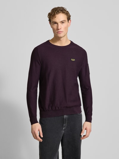 PME Legend Gebreide pullover met labeldetail Donkerrood - 4